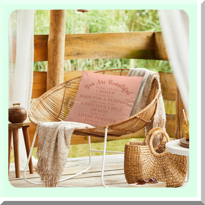 Beautiful Faith Affirmations Throw Pillow Cover - Christian Bible Scripture Decor for Home & Bedroom - Inspirational Gifts - Reversible