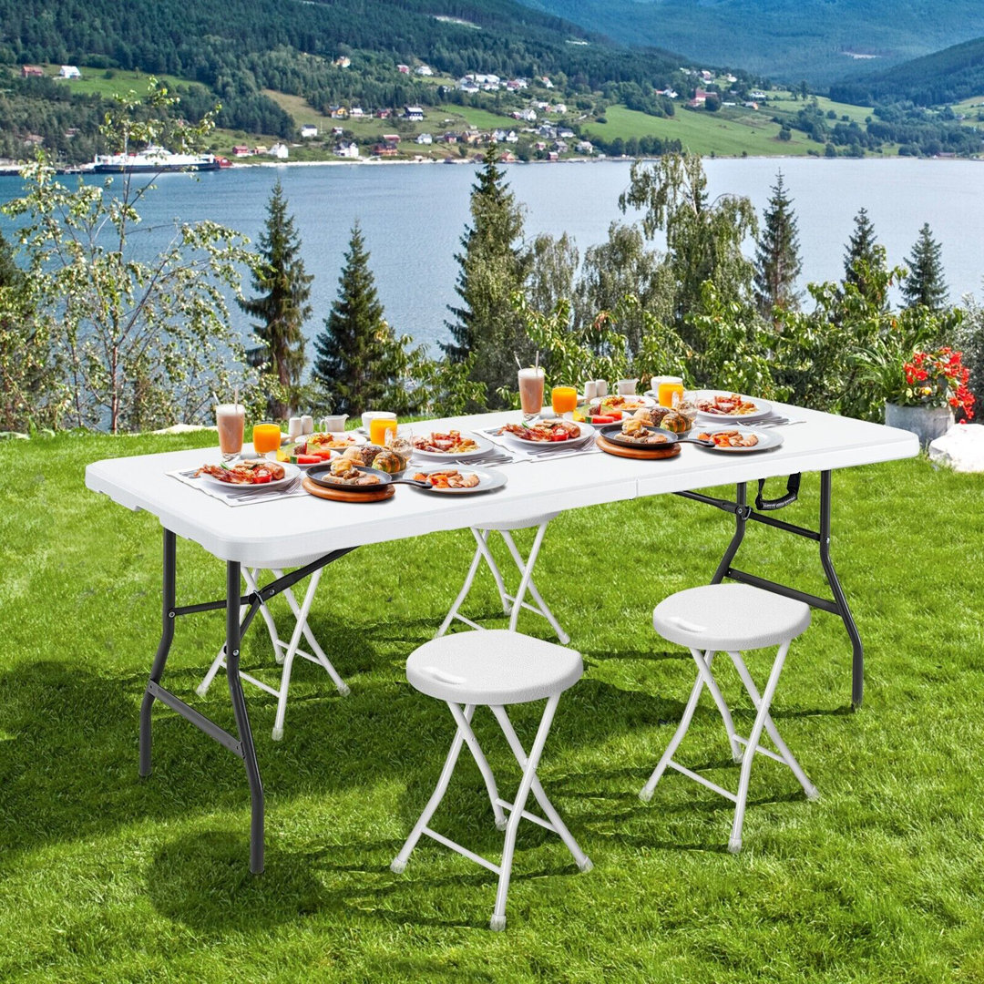 Carrolle Rectangular Metal Folding Outdoor Camping Table , 180cm cm W 75cm cm D