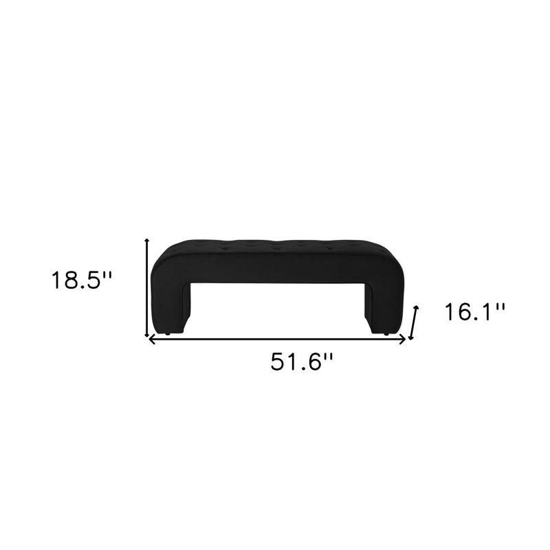 Banc rembourré de 52 po en velours, Noir