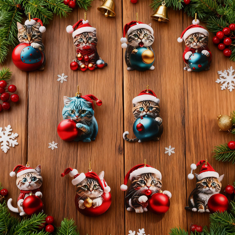 10 pièces d'ornement d'arbre de Noël, ornements de motif d'arbre de Noël, décoration de Noël, ornements suspendus en acrylique pour les cadeaux des Fêtes