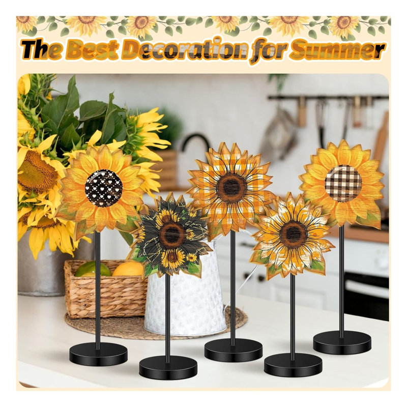 Ensemble de décoration de table en bois tournesol 5 pièces
