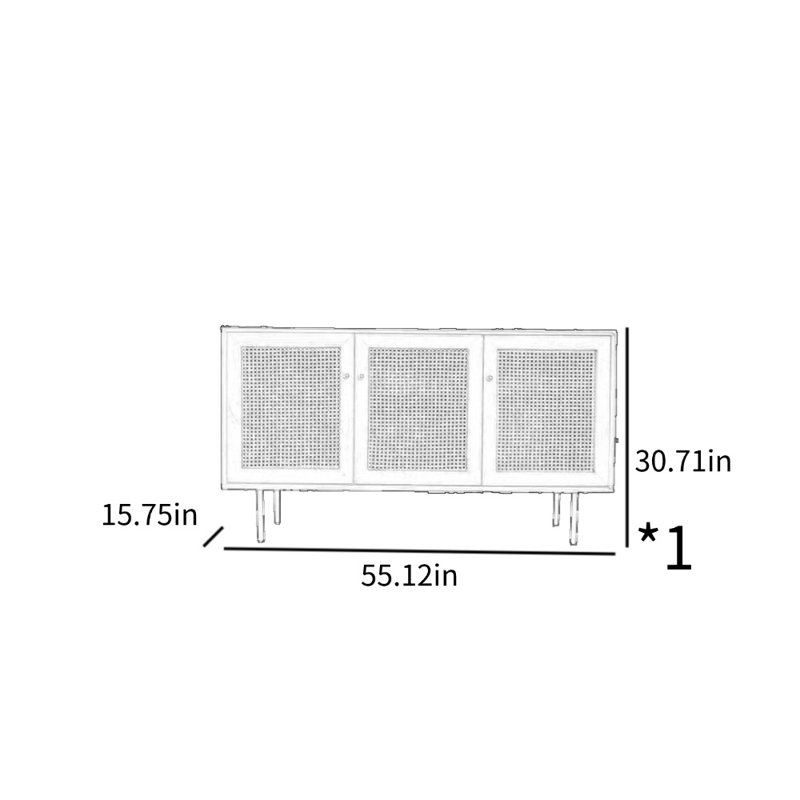 Armoire d'appoint Simple Rattan, Cerisier