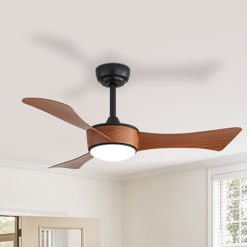 Kemp 42" Modern 3-Blade Brown Ceiling Fan with Light Kit/Remote, Insert DC Reversible for any Modern Room