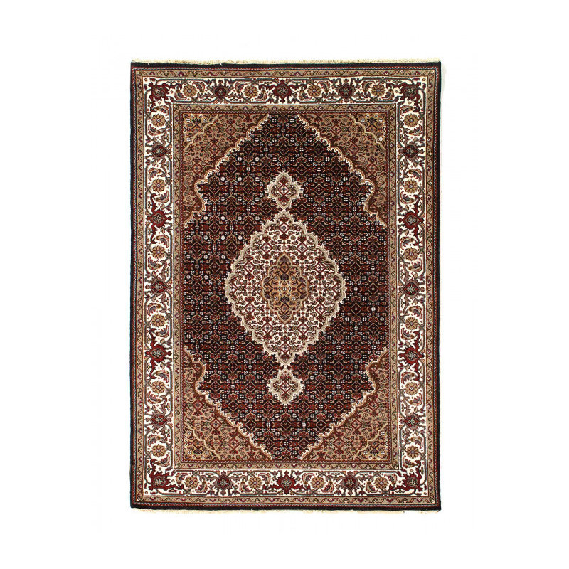 Tapis en soie et laine Tabriz Mahi Design 4 pi x 6 pi