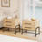 Nightstand with Drawers Light Wood Bedside Table, Wide Side Table with Metal Legs, Mid Century Modern Bed Side Tables-1347990445