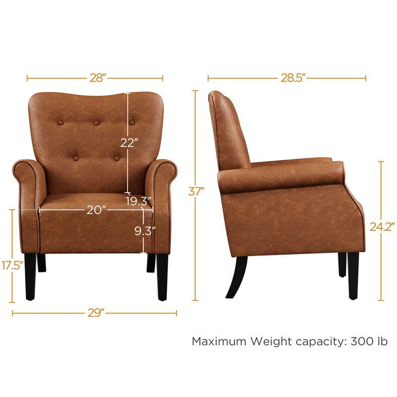 Anesha Upholstered Armchair, Retro Brown