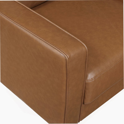 Modern Living Room Furniture 2Pc Set Sofa Loveseat Brown Faux Leather Upholstered Cushion Back Seat Solid Wood