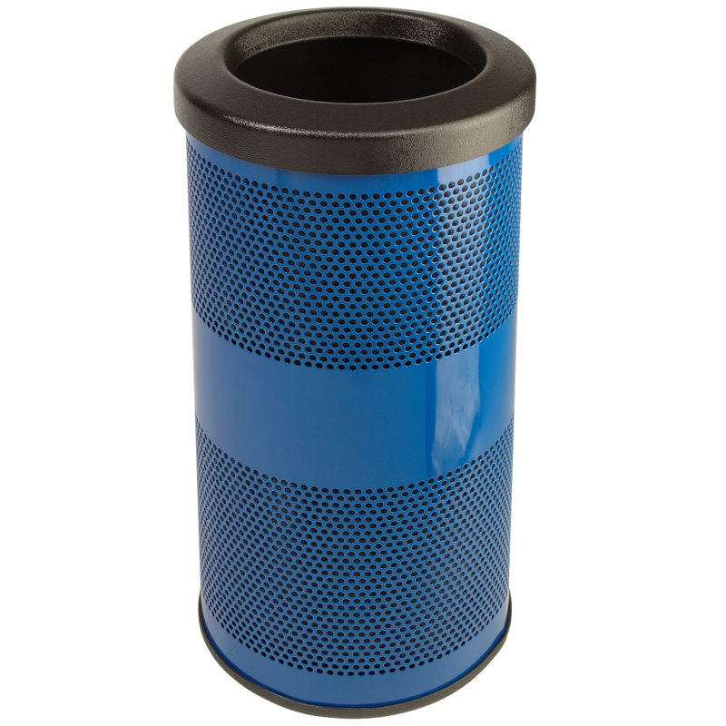Poubelle 10 gallons Stadium Series Perforated Metal, Veine bleue II