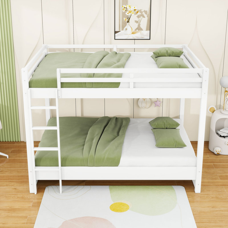 Queen Wood Bunk Bed, White