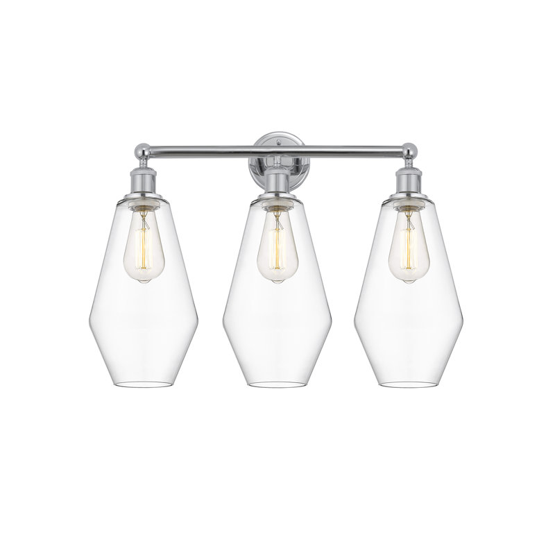 Éclairage pour salle de bain 3 lumières à intensité variable, Transparent, Chrome poli