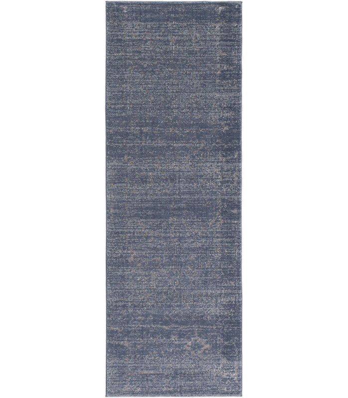 Tapis bleu marine / gris tissé à la main Adelaida, Rectangle 2 pi x 2 pi 11 po