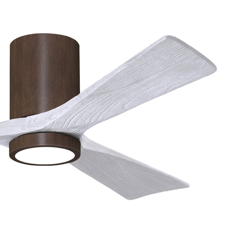 Irene LED Ceiling Fan, Matte White, Walnut, 52"