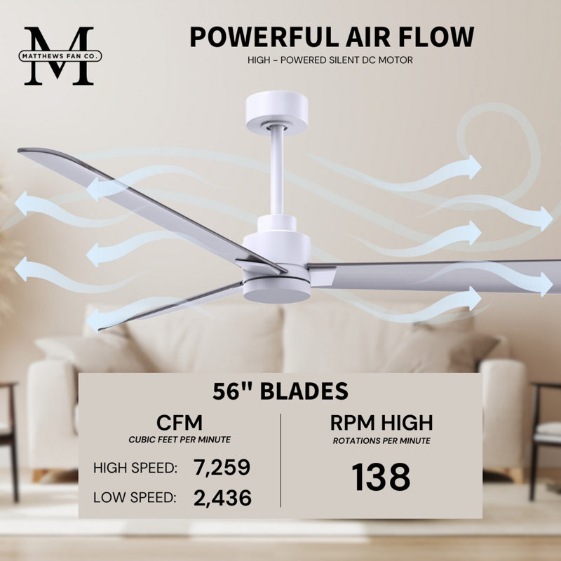 Alessandra Outdoor Downrod Ceiling Fan, Brushed Nickel, Matte White