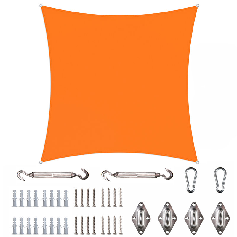Toile d'ombrage carrée imperméable avec quincaillerie Colourtree, Orange, 9,5 pi x 9,5 pi