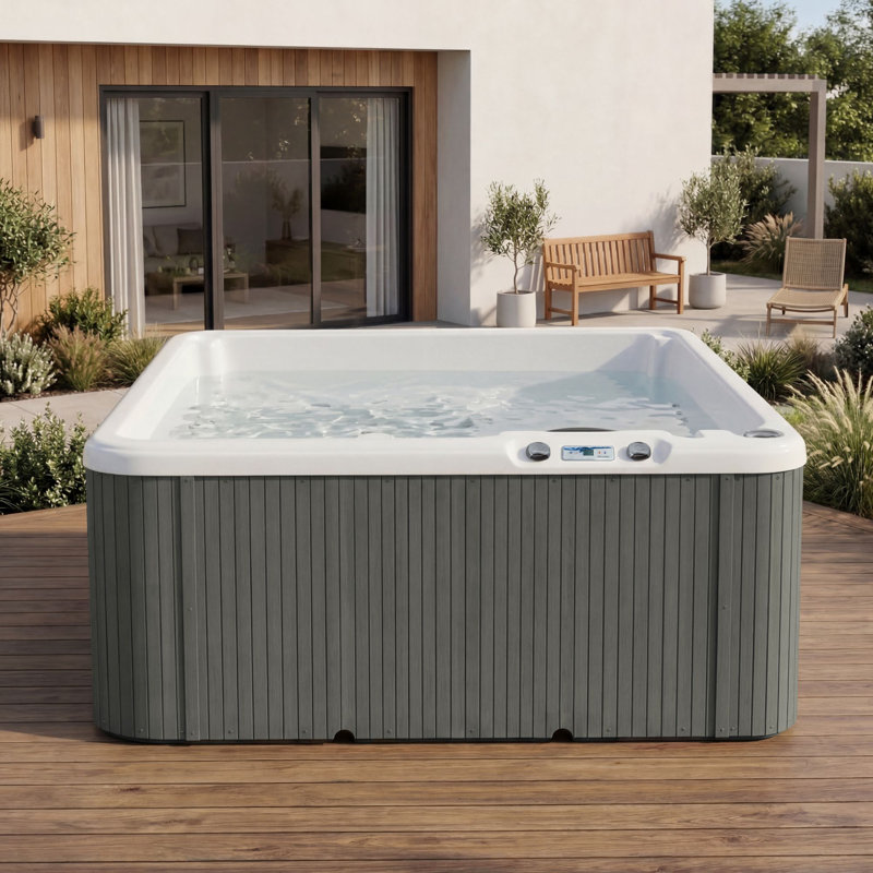 Lifesmart LS350 Plus 110 Volt 5-Person 28-Jet Rectangle Plug and Play Hot Tub, Coastal Gray
