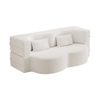 Modern Convertible Sleeper Futon Floor Sofa Bed With Two Pillows
