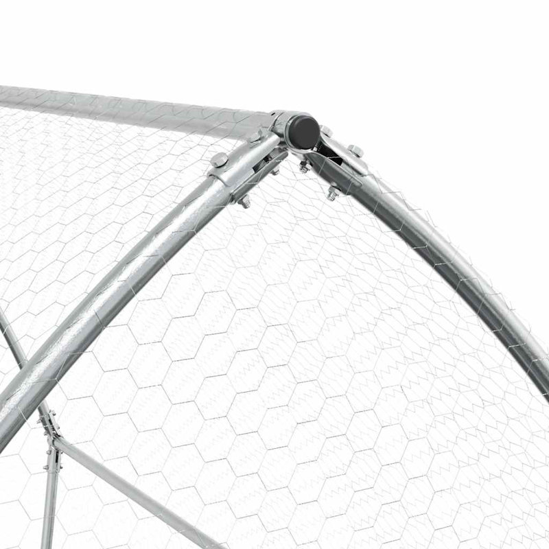  Chicken Cage Silver Galvanised Steel, 182cm H x 200cm W x 105cm D