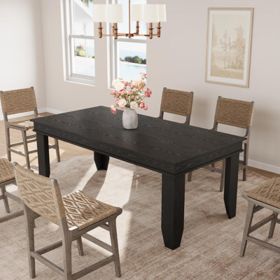 Table de salle à manger 71 pouces pour 6 à 8 personnes - Table rectangulaire en bois noire pour la cuisine ou la salle à manger