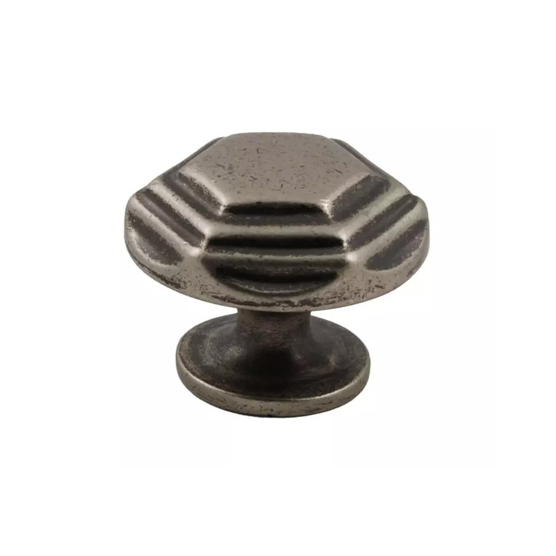 Bouton géométrique de longueur 1 3/16 po, Étain vieilli