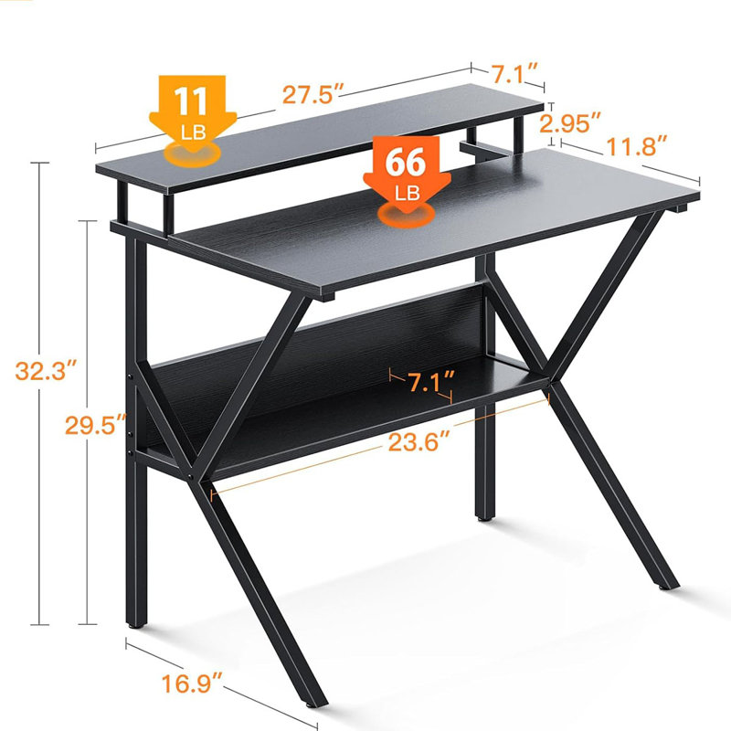 Small Desk, 27.5 Inch Small Computer Desk For Small Spaces, Compact Desk With Storage, Tiny Desk Study Desk With Monitor Stand For Home Office,