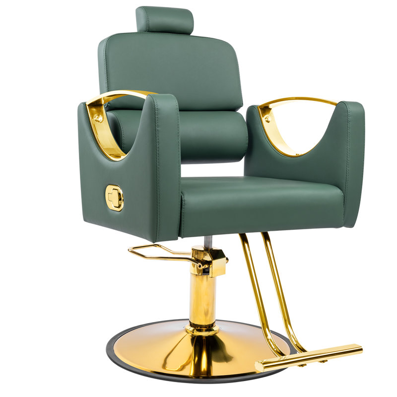 Fauteuil de coiffeur inclinable pour coiffeur, fauteuil de coiffeur inclinable 360 ° avec pompe hydraulique robuste, Vert