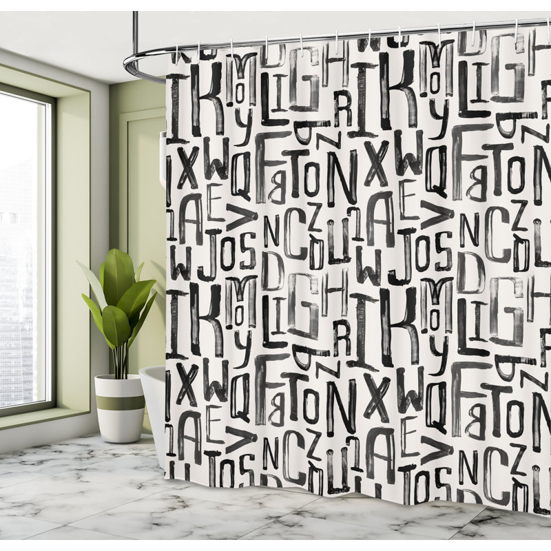 Rideau de douche grunge lettres de décoration arts et crochets, H 70 po x l 69 po