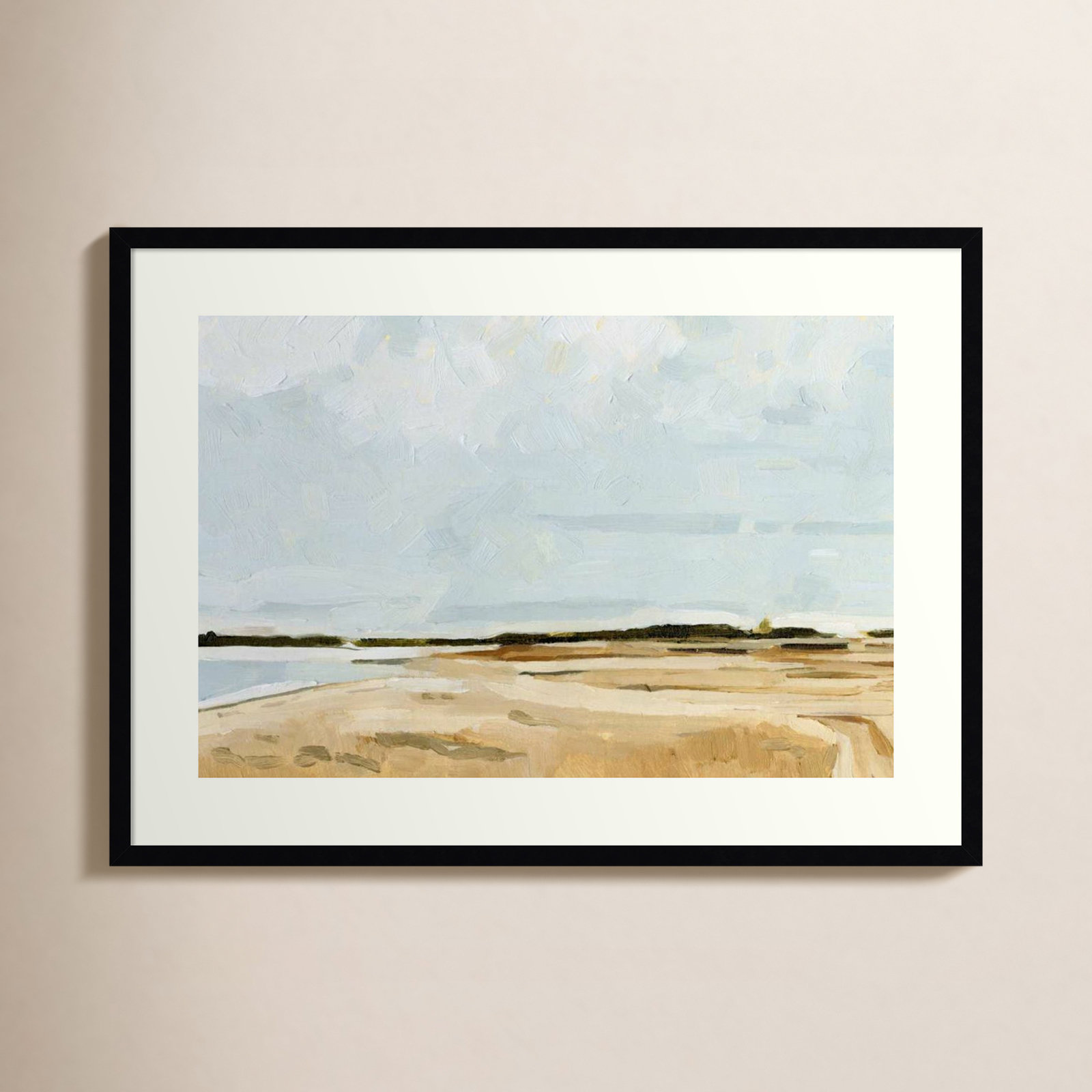 Quiet Coast I by Emma Caroline, 27" H x 37" W, Black Framed Paper