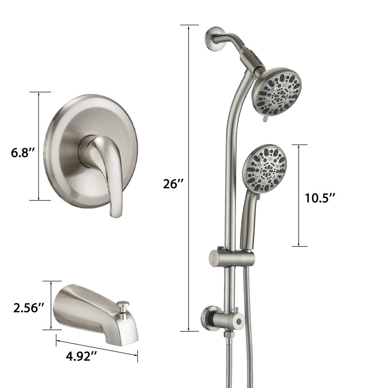 Tool-Free Shower Combo 7-Spray 1.8GPM, Brushed Nickel