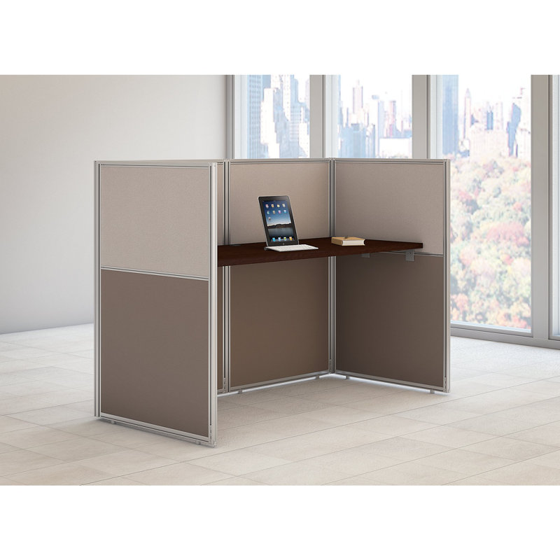 Bush Business Furniture Easy Office 60W Cubicle Desk Workstation with 45H Closed Panels, Mocha Cherry