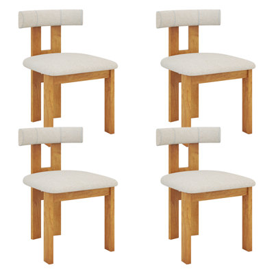 Gymax Dining Chair Upholstered Kitchen Chair w/ Padded Seat & Curved Backrest