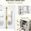 Armoire de rangement de salle de bain moderne de 36 pouces avec 3 tiroirs, portes en verre double, structure en bois massif, lavabo en céramique, apparence élégante, structure stable pour les articles de toilette, soins de la peau