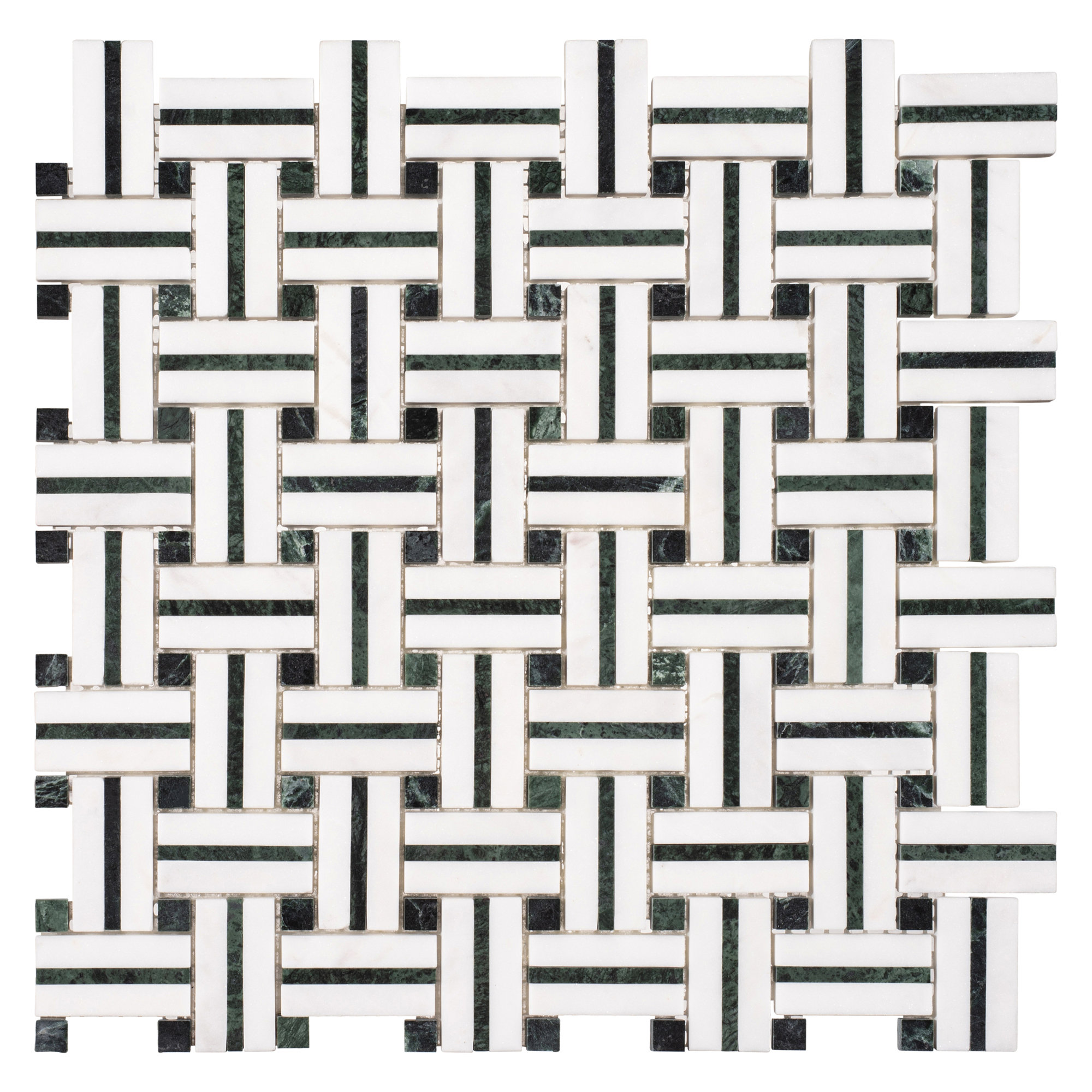 Fabrique 1-in. x 2-in. Basketweave Marble Look Polished Natural Stone Wall & Floor Mosaic Tile, Hessian