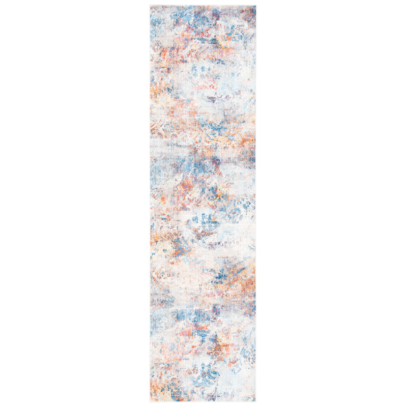Tapis bleu / beige Curlee, Rectangle 2 pi x 5 pi