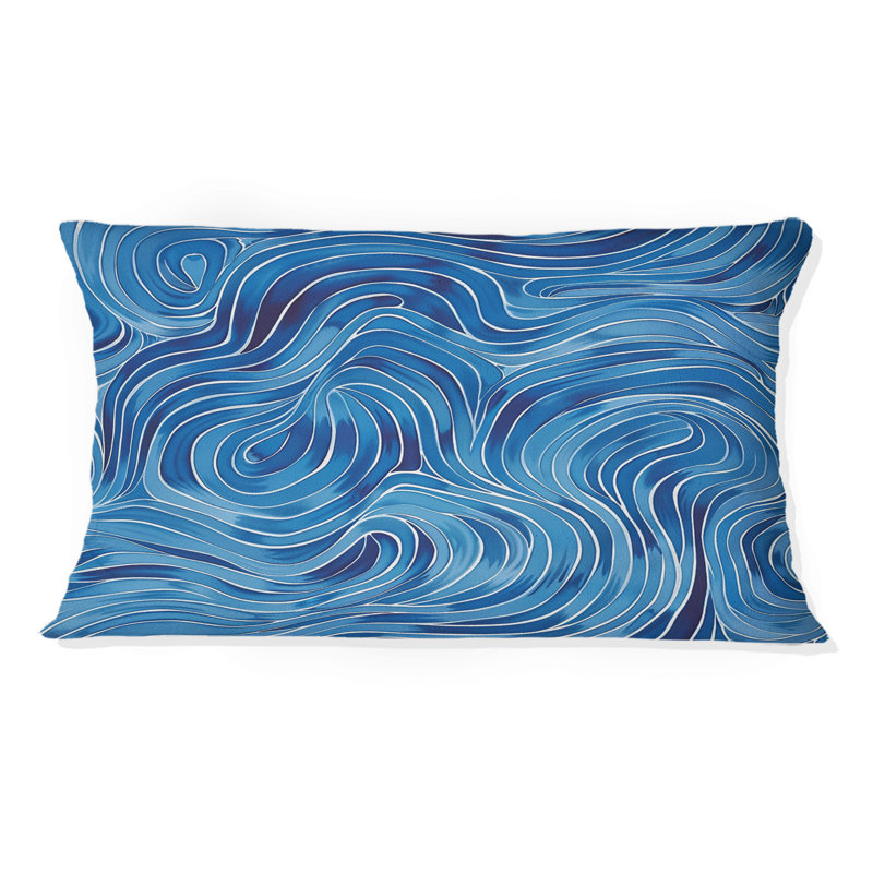 Coussin bleu Midcentury Waves II - Midcentury