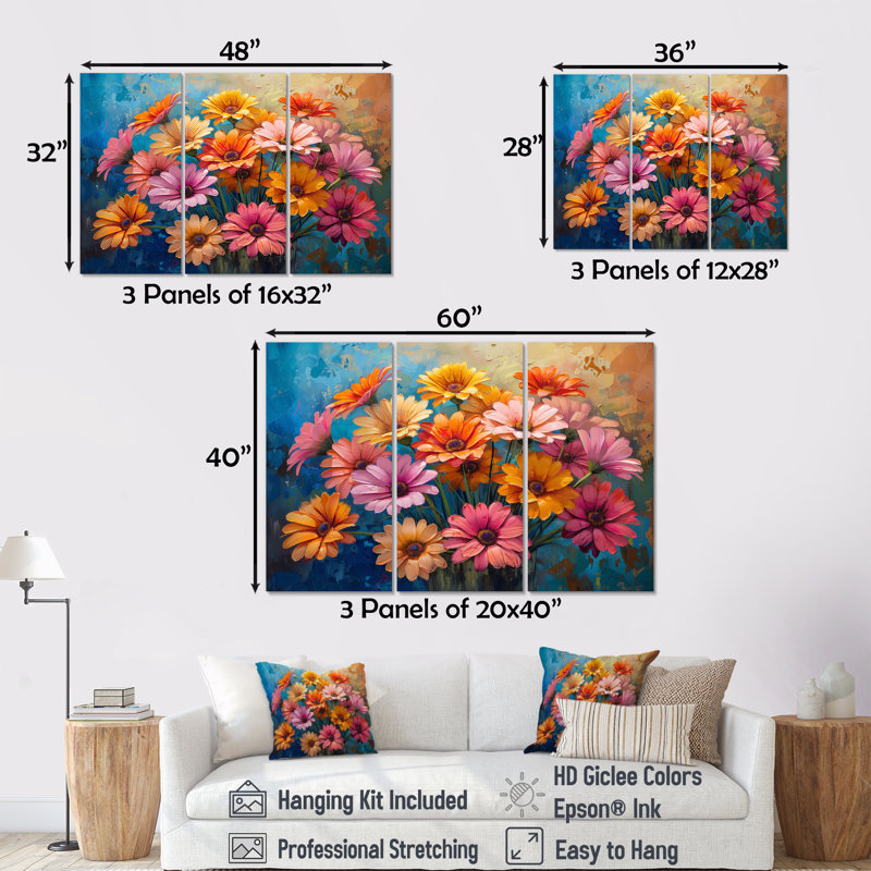Ensemble de salon Vibes Bloom of Dicolies, H 28 po x l 36 po x P 1 po, Toile tendue