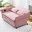 Lit de 65,17 pouces de couleur rose avec tissu à rayures, accoudoirs réglables et pour la détente, lit escamotable temporaire pour la nuit, lit multifonctionnel à 2 places, visionnage de films, placement de main courante-694728549
