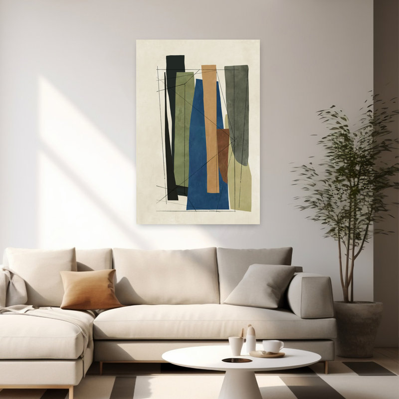 Sync II, art géométrique minimaliste abstrait, H 60 po x l 40 po