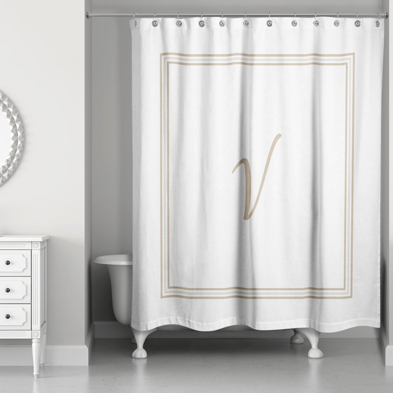 Rideau de douche simple , V, Beige