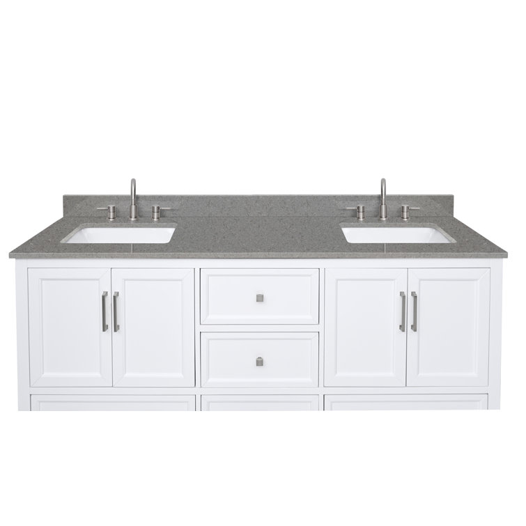 Lotte 73'' Quartz Double Bathroom Vanity Top with Sink