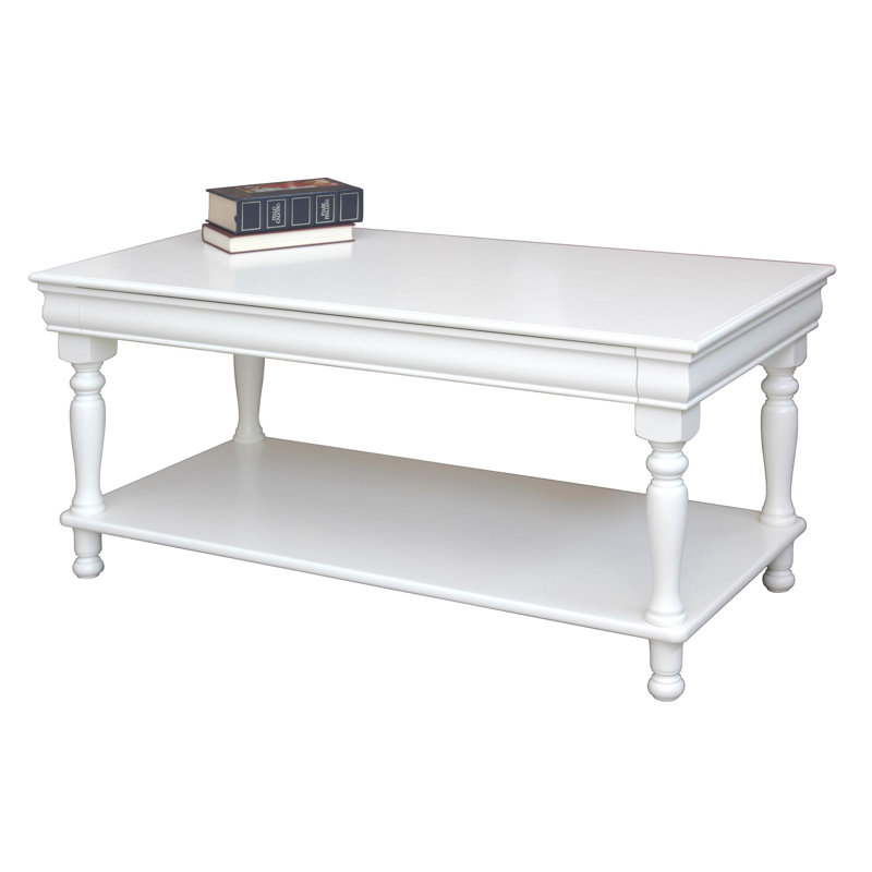 Devonee Four Leg Coffee Table with Storage, White