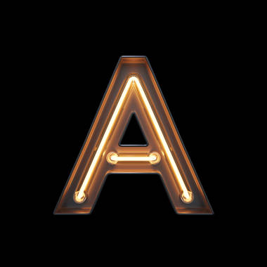 Neon Light Alphabet N With Clipping Path On Canvas Print