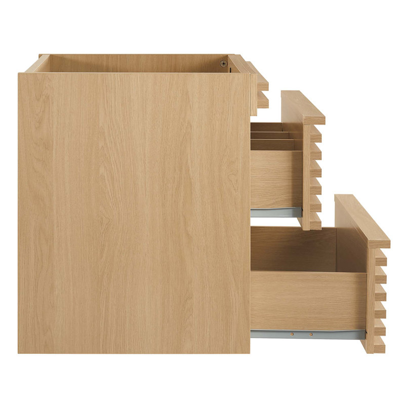 Oak 24" Wall-Mount Single Bathroom Vanity with Slatted Design