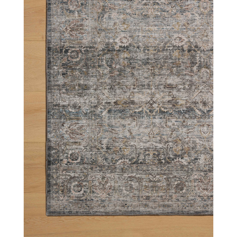 Amber Lewis x Loloi Machine Washable Josie Dove / Gold Area Rug, Rectangle 7'6" x 9'6"