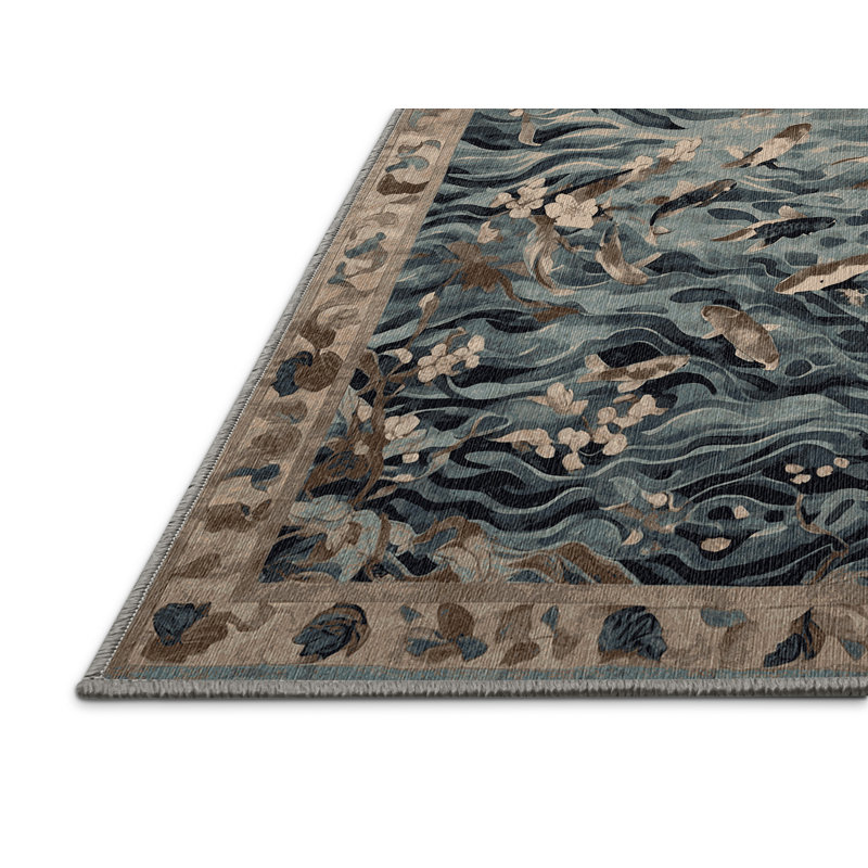 Tapis gris lavable à la machine, Rectangle 5 pi x 7 pi