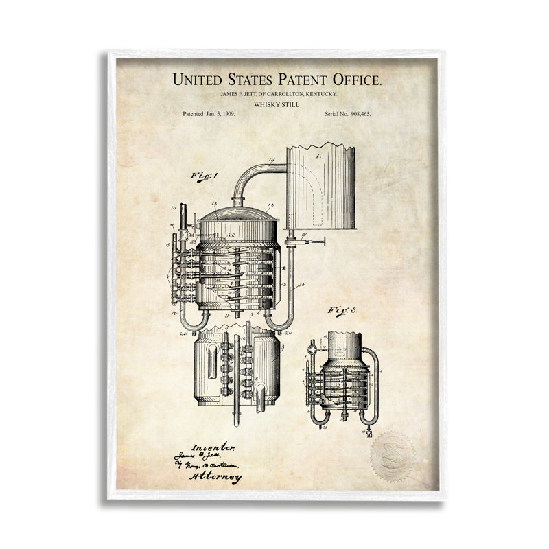 Schéma détaillé de la liqueur de whisky rétro, Plaque murale, L 24 po x H 24 po