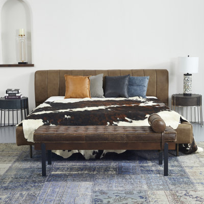 Clarkson Solid Wood Frame Genuine Leather Bench