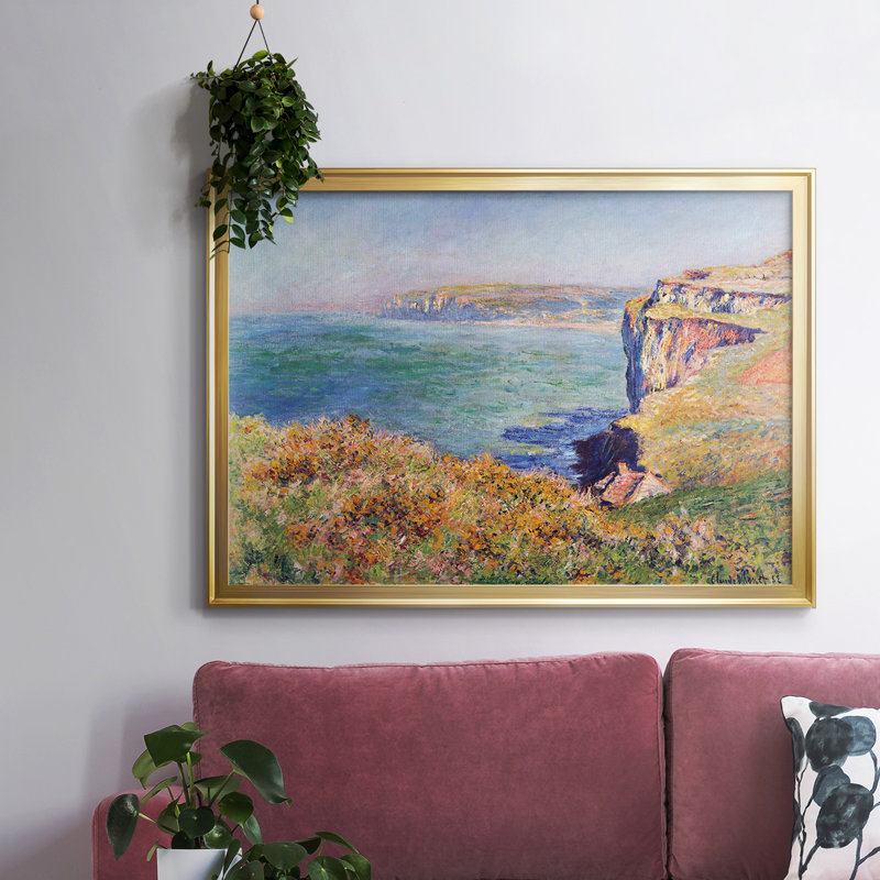 "Falaises à Varengeville" par Claude Monet - reproduction d'art sur toile, Or, H 14 po x l 20 po x P 1,5 po