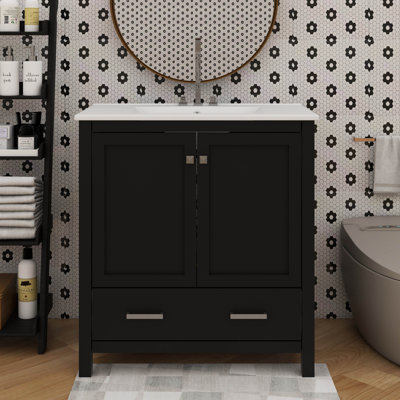 Meuble-lavabo de salle de bain à la mode avec 1 tiroir et tablette de porte double couche
