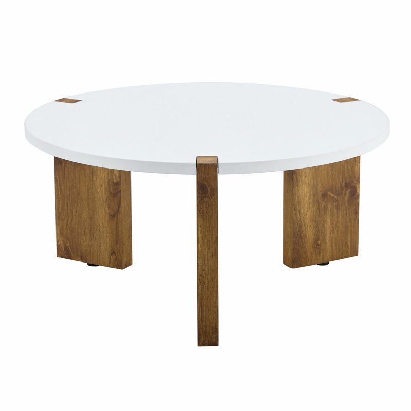 Minimalist Circular MDF Material Coffee Table with Unique Embedded Design and Three - Leg Support for Stable and Practical Home Use