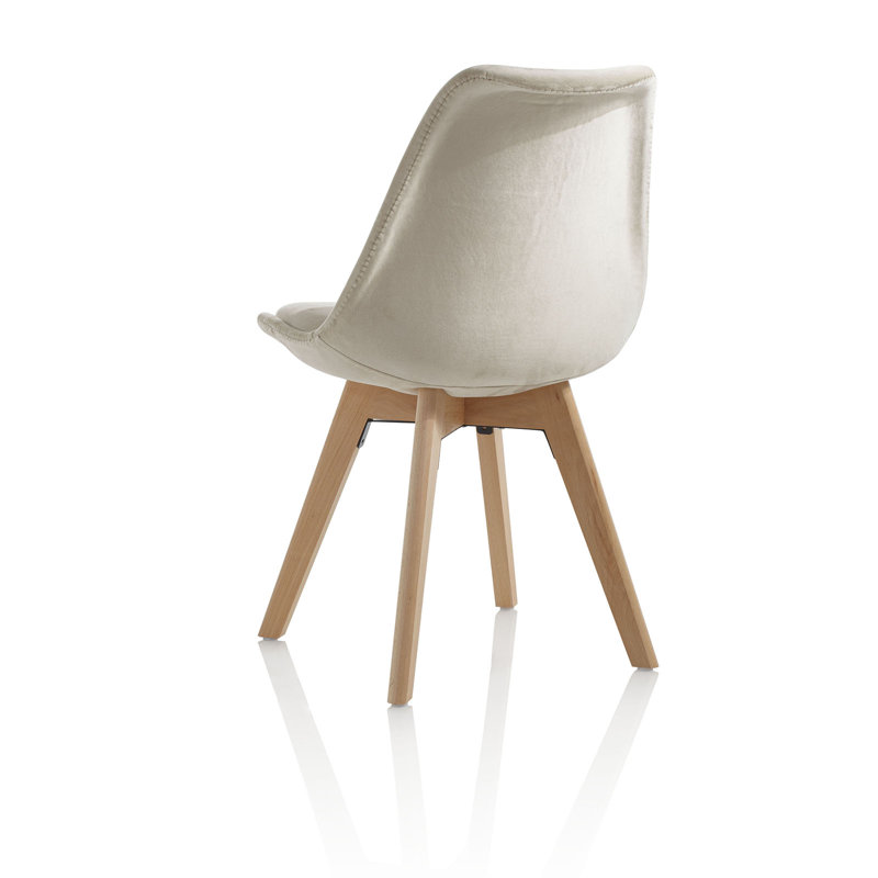 43cm H Velvet Upholstered Side Chair, Ecru